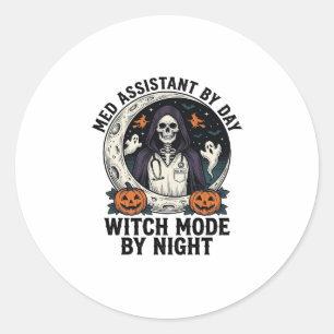 Medical Assistant Halloween Witch Vintage Engravin Classic Round Sticker