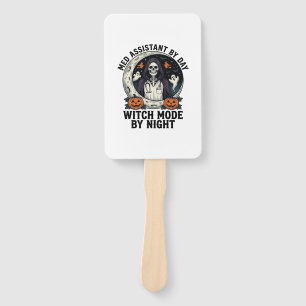 Medical Assistant Halloween Witch Vintage Engravin Hand Fan