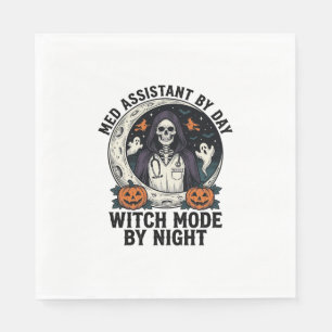Medical Assistant Halloween Witch Vintage Engravin Napkin