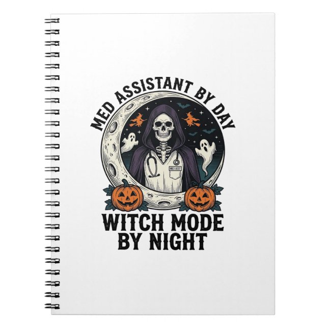 Medical Assistant Halloween Witch Vintage Engravin Notebook (Front)