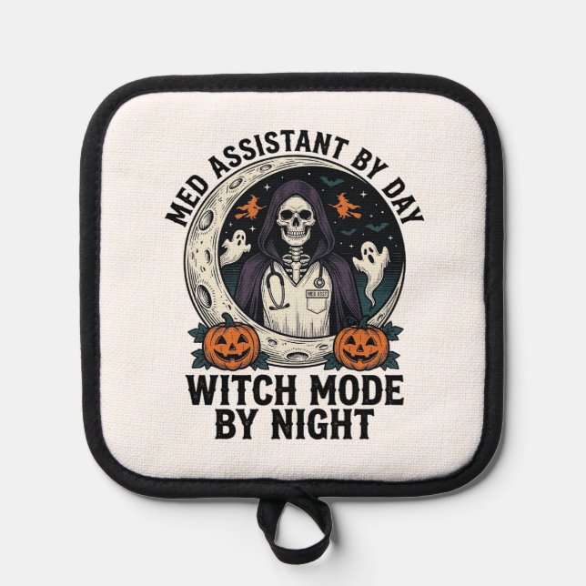 Medical Assistant Halloween Witch Vintage Engravin Pot Holder (Front)