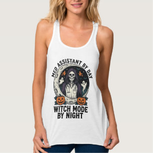 Medical Assistant Halloween Witch Vintage Engravin Singlet
