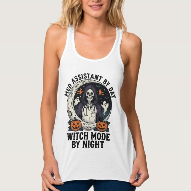 Medical Assistant Halloween Witch Vintage Engravin Singlet (Front)