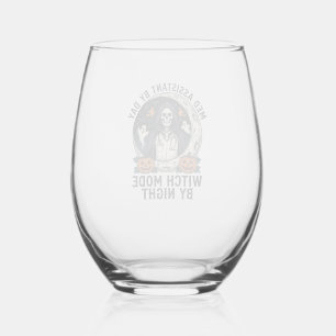 Medical Assistant Halloween Witch Vintage Engravin Stemless Wine Glass
