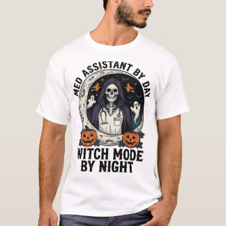 Medical Assistant Halloween Witch Vintage Engravin T-Shirt