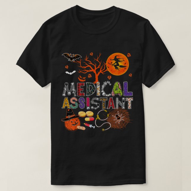 Medical Assistant Halloween Zombie Costume Scary P T-Shirt (Design Front)