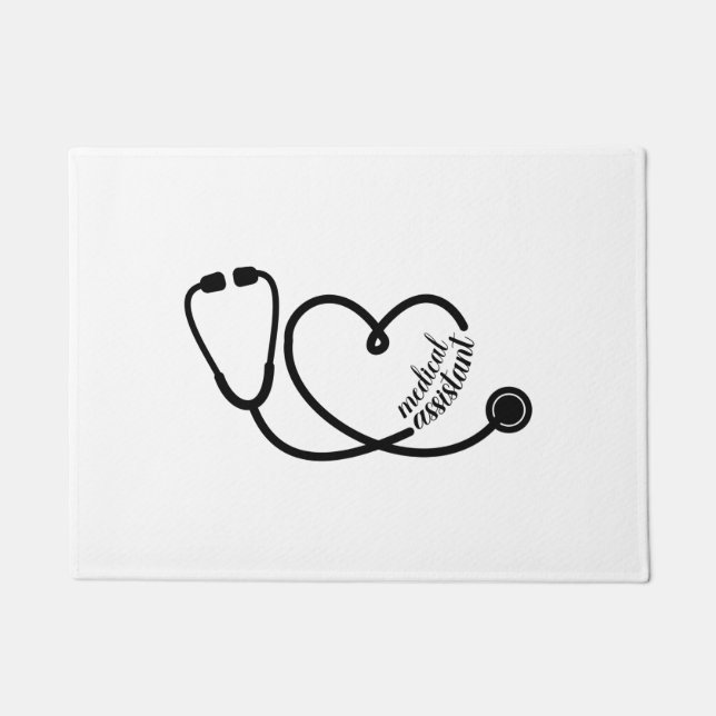Medical Assistant Heart Stethoscope Doormat (Front)