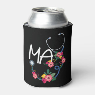 Medical Assistant Hospital Stethoscope Floral Wrea Can Cooler