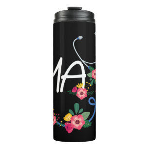 Medical Assistant Hospital Stethoscope Floral Wrea Thermal Tumbler