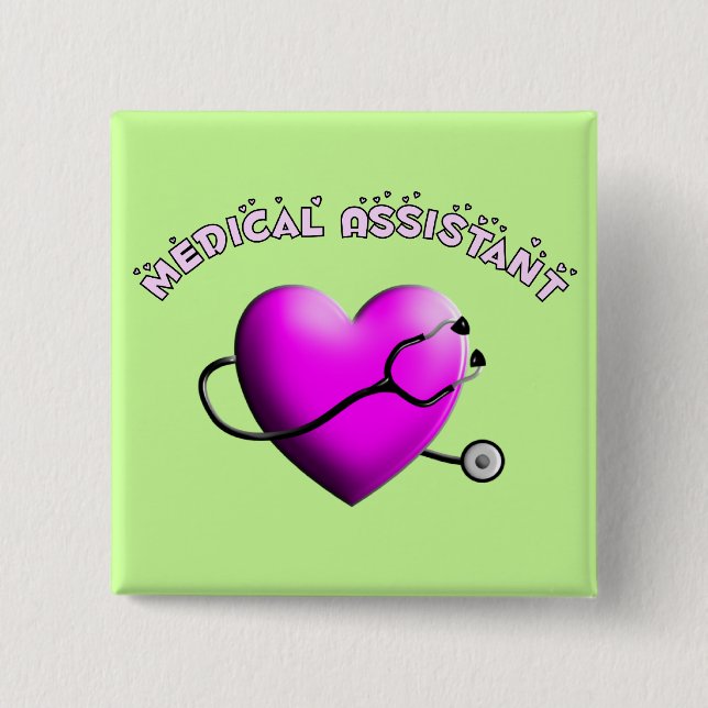 Medical Assistant PINK HEART Design Gifts 15 Cm Square Badge (Front)