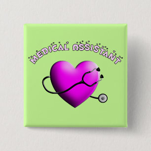 Medical Assistant PINK HEART Design Gifts 15 Cm Square Badge