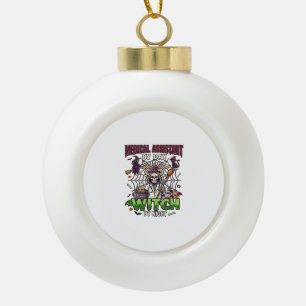 Medical Assistant Witch Skeleton Syringe Cauldron  Ceramic Ball Christmas Ornament
