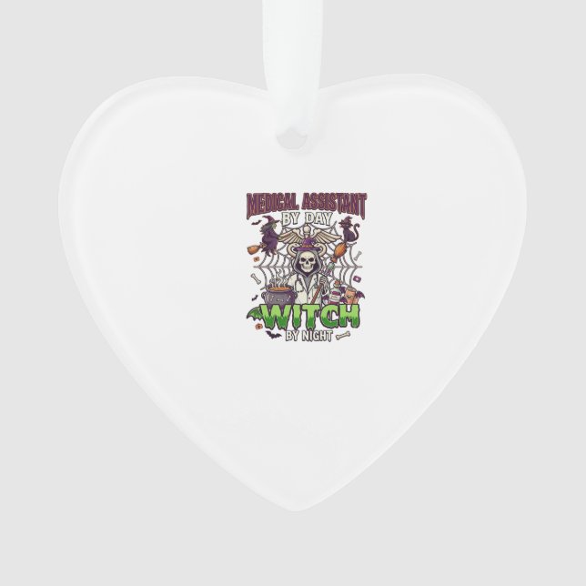 Medical Assistant Witch Skeleton Syringe Cauldron  Ornament (Front)