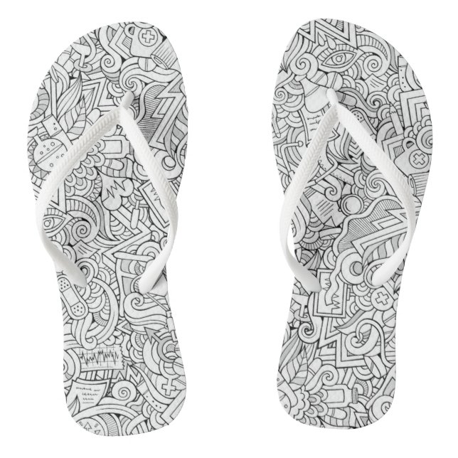 Medical B&W Pattern Jandals (Footbed)