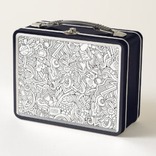 Medical B&W Pattern Metal Lunch Box
