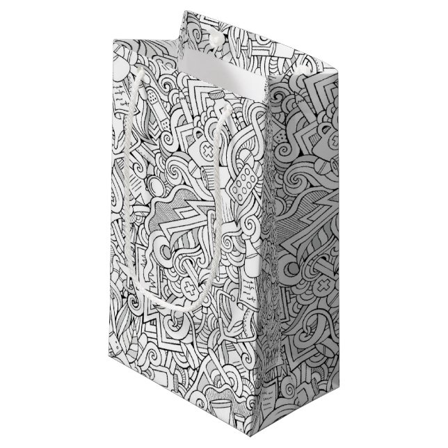 Medical B&W Pattern Small Gift Bag (Front Angled)