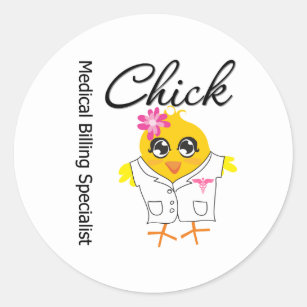 Medical Billing Specialist Chick Classic Round Sticker
