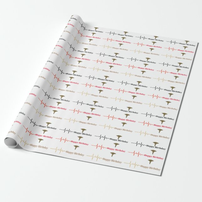 Medical Birthday Gift Wrap or Wrapping Paper (Unrolled)