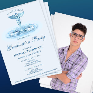 Medical Blue Water Ripples Graduation   Photo Invitation