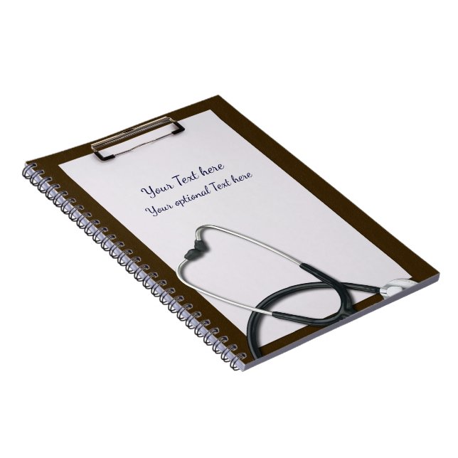 Medical Brown Clipboard with Stethoscope Notebook (Right Side)