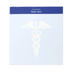 Medical Caduceus & Blue Header Simple Notepad