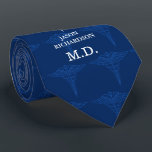 Medical Caduceus Custom Name | Title Navy Tie<br><div class="desc">Medical caduceus tie in navy blue featuring a spot for your gift recipients name in medical title.</div>