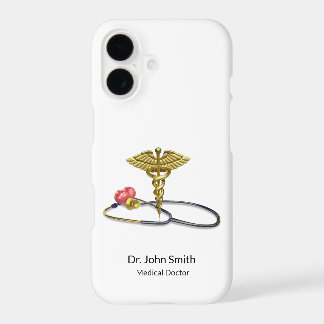 Medical Caduceus & Gold Stethoscope with Heart