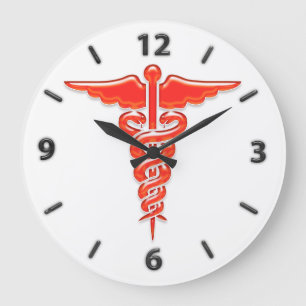 Medical caduceus large clock