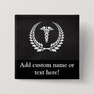 Medical Caduceus Laurel 15 Cm Square Badge