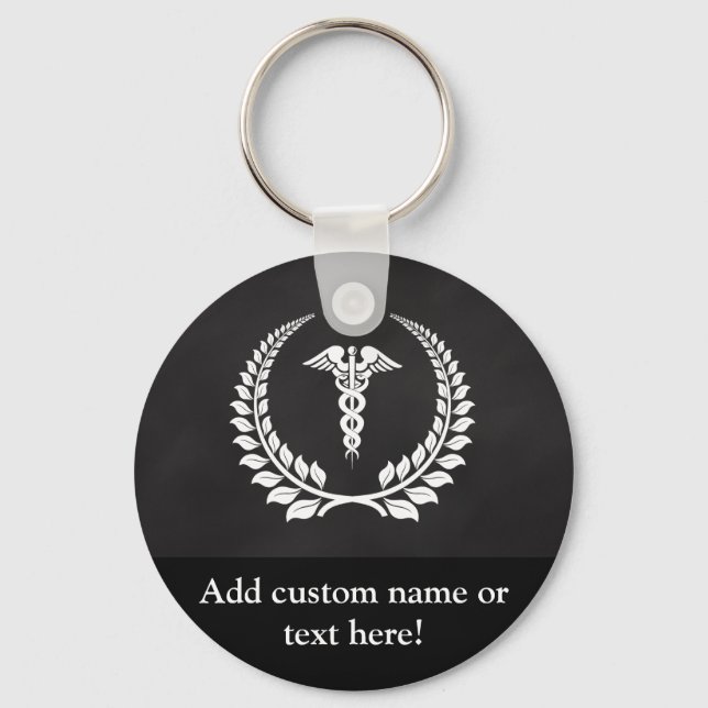 Medical Caduceus Laurel Key Ring (Front)