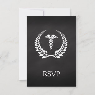 Medical Caduceus Laurel RSVP Card