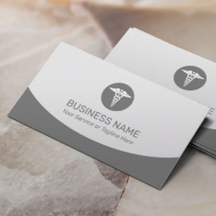 Medical Caduceus Logo Professional Grey Business Card