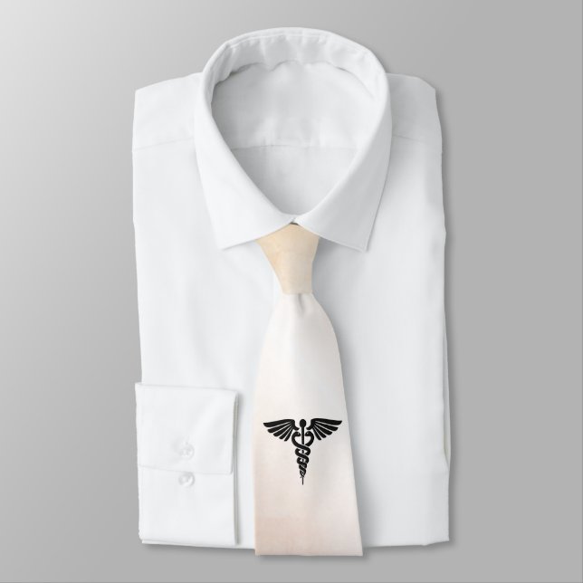 Medical Caduceus Look of Rustic Marble Tie (Tied)
