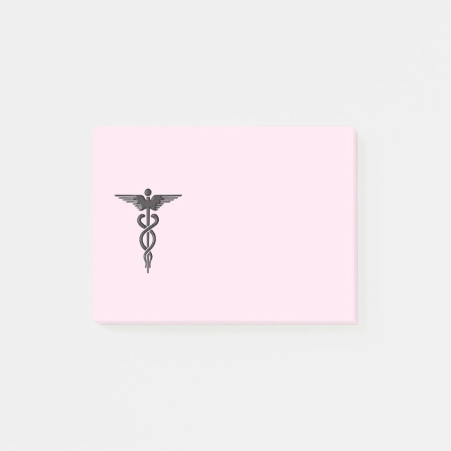 Medical Caduceus on Pink Post-it Notes (Front)