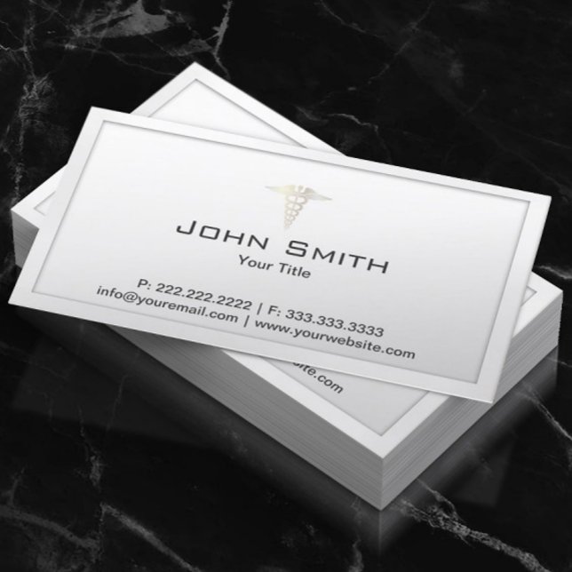Medical Care Doctor Elegant White Border Business Card (Creator Uploaded)