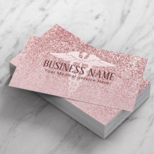 Medical Care Modern Rose Gold Glitter Business Card