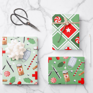 Medical Christmas Gift Wrapping Paper Sheet