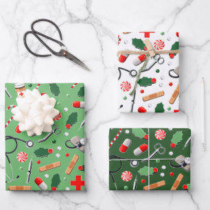 Medical Christmas Gift Wrapping Paper Sheet