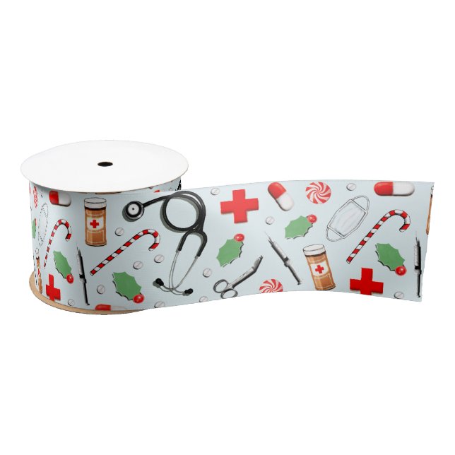 Medical Christmas Holiday Gift Satin Ribbon (Spool)