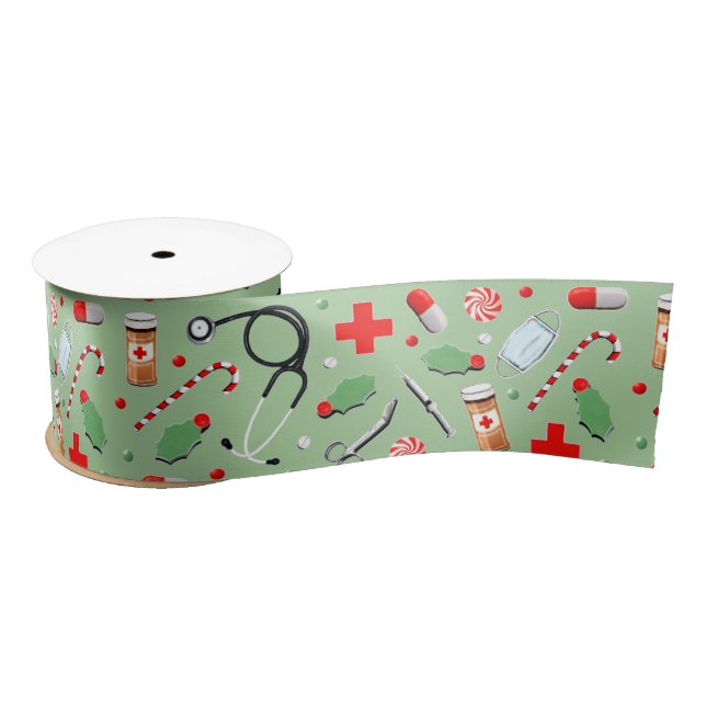 Medical Christmas Satin Ribbon (Spool)