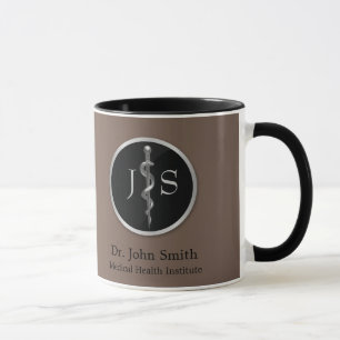 Medical Classy Noble Silver Rod of Asclepius Mug