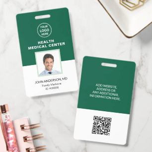 Medical Clinic Doctor Green Professional ID  Badge