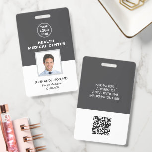 Medical Clinic Doctor Grey Professional ID  Badge
