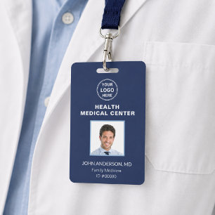 Medical Clinic Doctor Healthcare Navy Blue ID Badge