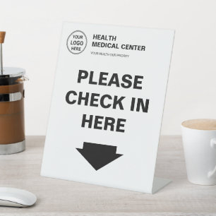 Medical Clinic Healthcare Logo Check In Pedestal Sign