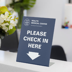 Medical Clinic Healthcare Logo Check In Pedestal Sign
