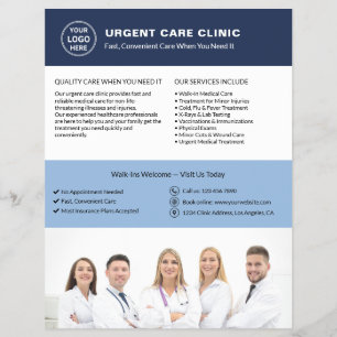 Medical Clinic Urgent Care Custom Logo QR Flyer