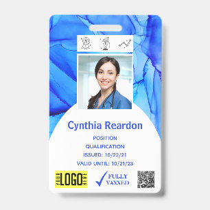 Medical Clinical Photo ID QR Bar Code Fully Vaxxed Badge