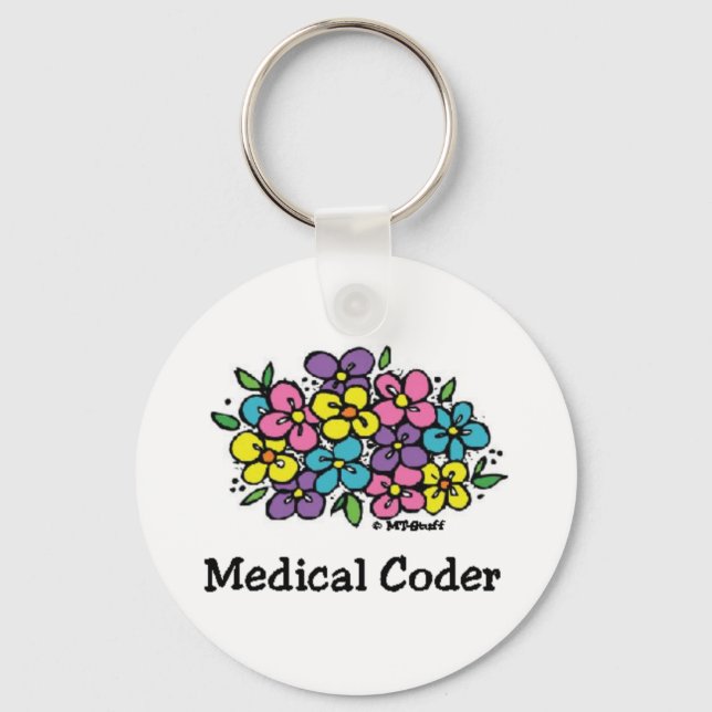Medical Coder Blooms1 Key Ring (Front)