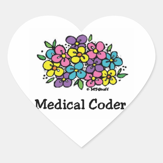Medical Coder Blooms2 Heart Sticker (Front)